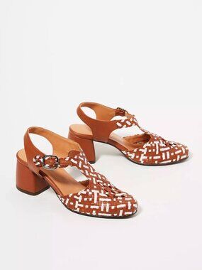 Naguisa Heels Shoes Vintage 1930s Sandals Anthropologie Brown Woven 6.5 Size 36